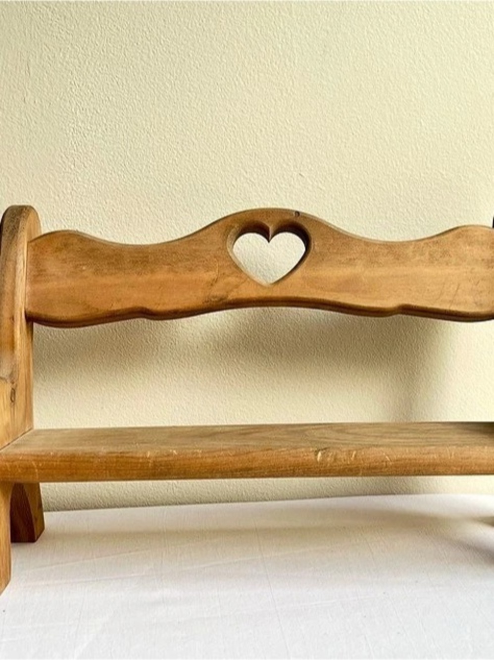 Wooden Heart Cutout Bench Brown Decor